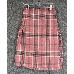 VTG The Edinburgh Woollen Mill Red Tartan Pleated Midi Kilt Skirt Size 14